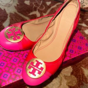 Tory Burch Minnie Cap Toe Ballet in Brilliant Red